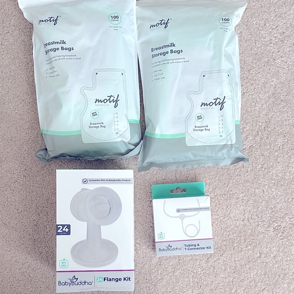 New Baby Buddha pump parts and new Motif Breastmilk Storage Bags - Picture 1 of 7